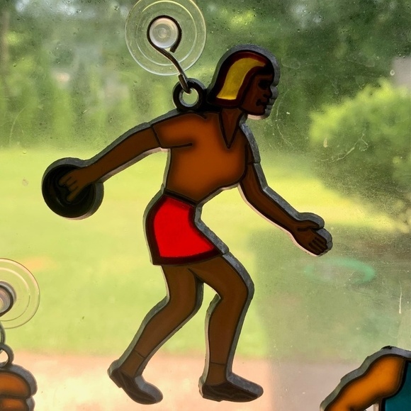 VTG Lot of 3 Stained Glass Style Sun Catcher Sports Basketball Bowling Football - Picture 12 of 13